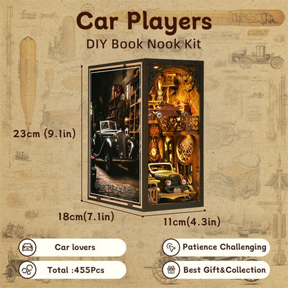 Classic Car F1 DIY Book Nook Kit – Wooden Puzzle Bookshelf Insert Model