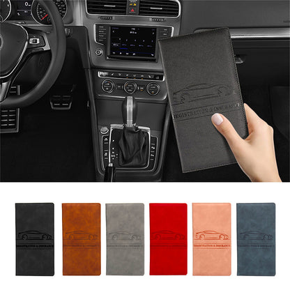 Premium Leather Car Registration Holder and Car Document Organizer Wallet for License Insurance Cards