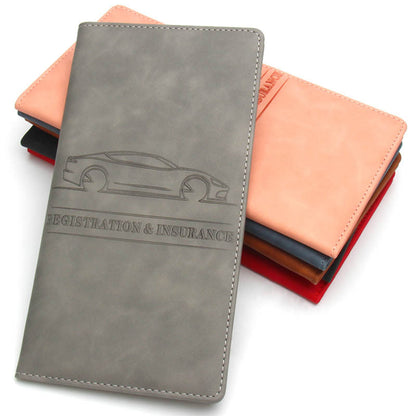 Premium Leather Car Registration Holder and Car Document Organizer Wallet for License Insurance Cards