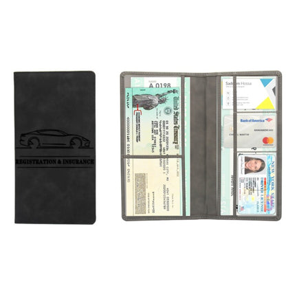 Premium Leather Car Registration Holder and Car Document Organizer Wallet for License Insurance Cards
