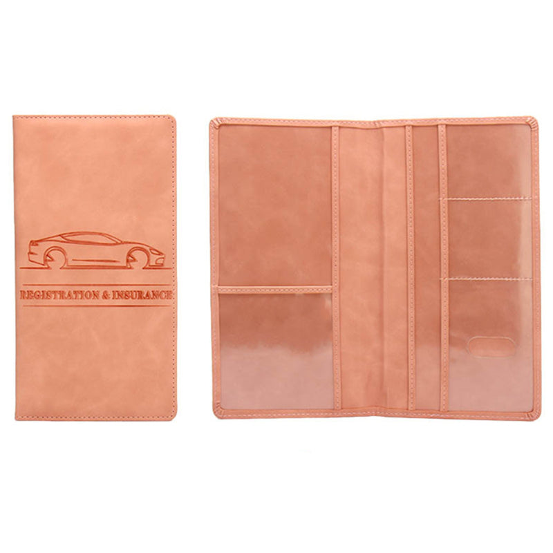 Premium Leather Car Registration Holder and Car Document Organizer Wallet for License Insurance Cards
