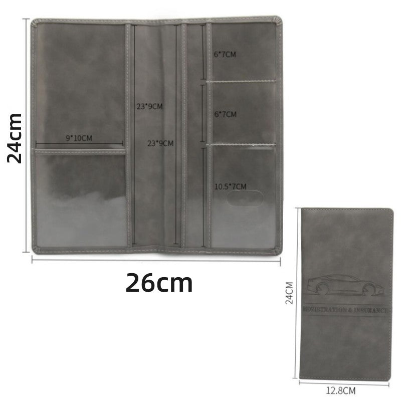 Premium Leather Car Registration Holder and Car Document Organizer Wallet for License Insurance Cards