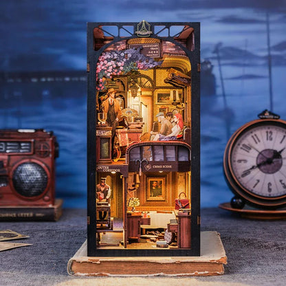CUTEBEE Detective Train Mystery Book Nook Kit – DIY 3D Wooden Puzzle Bookshelf Insert