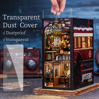CUTEBEE Detective Train Mystery Book Nook Kit – DIY 3D Wooden Puzzle Bookshelf Insert