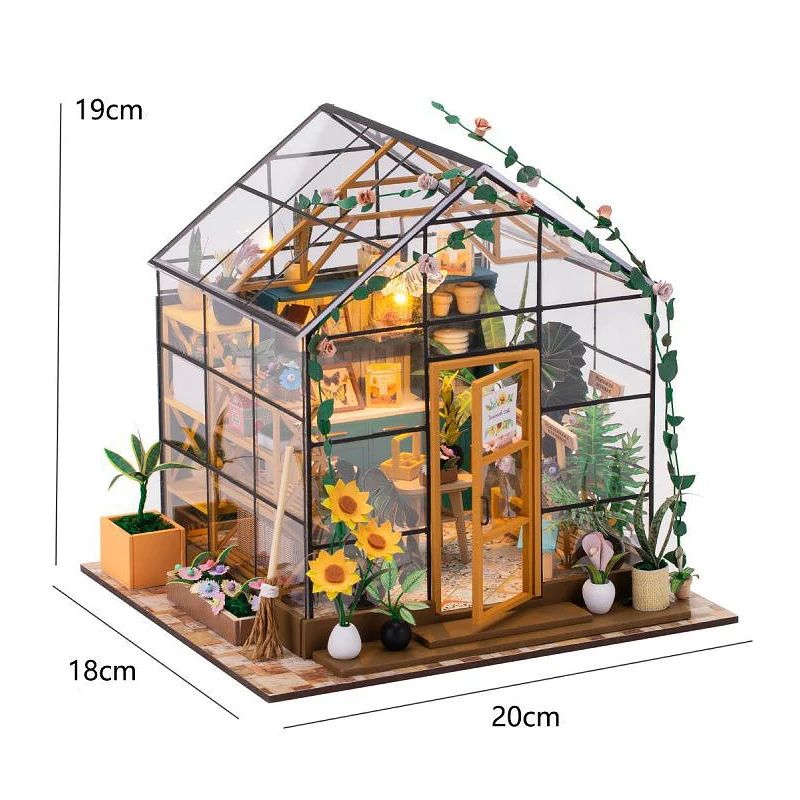 Wooden Flower Garden DIY Book Nook Kit – 3D Puzzle Bookshelf Insert with LED Lights