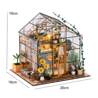Wooden Flower Garden DIY Book Nook Kit – 3D Puzzle Bookshelf Insert with LED Lights