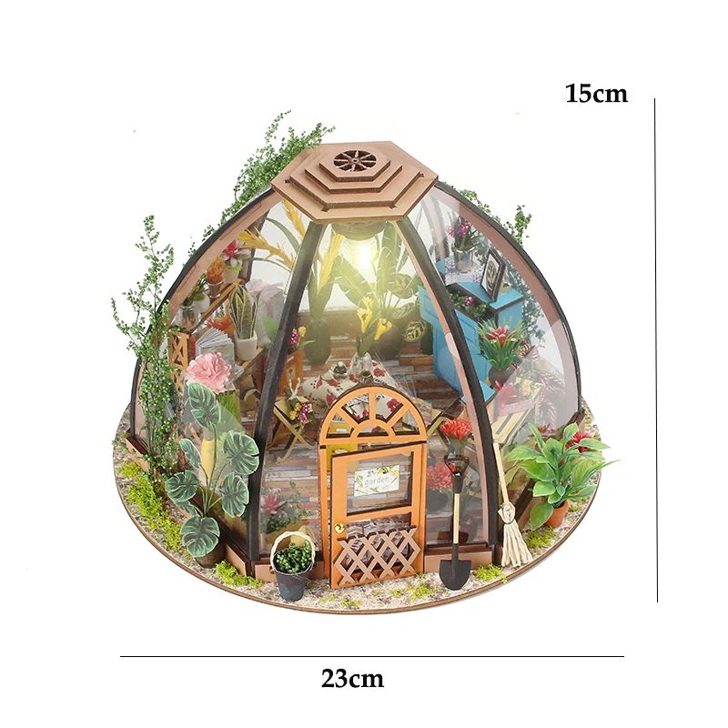 Wooden Flower Garden DIY Book Nook Kit – 3D Puzzle Bookshelf Insert with LED Lights