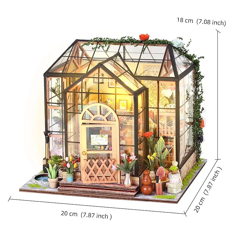 Wooden Flower Garden DIY Book Nook Kit – 3D Puzzle Bookshelf Insert with LED Lights