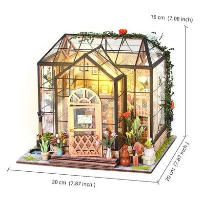 Wooden Flower Garden DIY Book Nook Kit – 3D Puzzle Bookshelf Insert with LED Lights