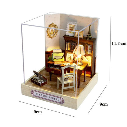 Wooden Flower Garden DIY Book Nook Kit – 3D Puzzle Bookshelf Insert with LED Lights