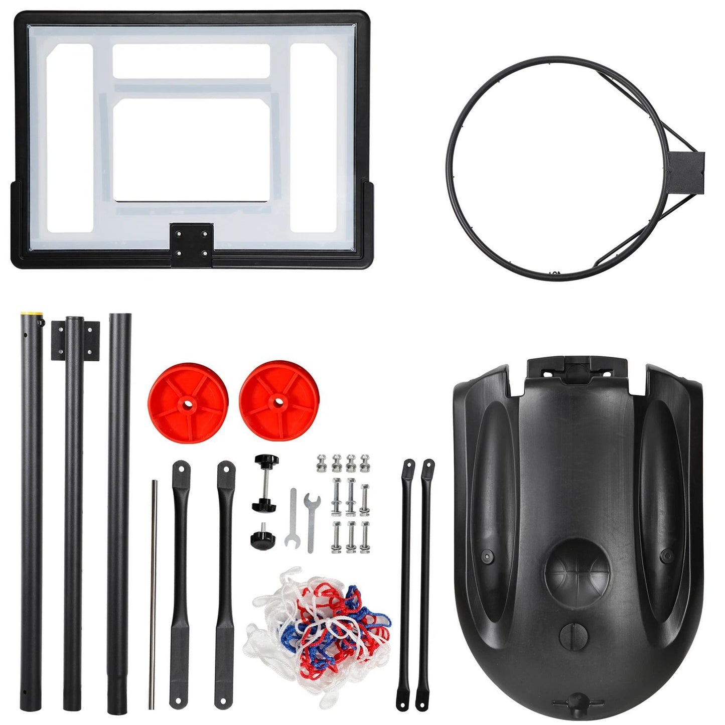 Portable Adjustable Basketball Hoop System with Wheels Outdoor Driveway Goal with PVC Backboard