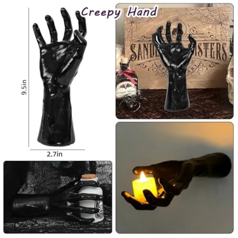 Gothic Creepy Hand Wall Candle Holder – Life-Size Horror Hand Halloween & Christmas Decor