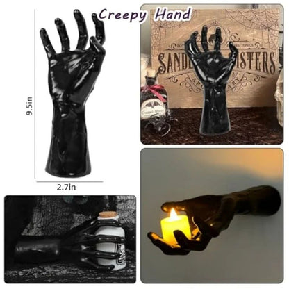Gothic Creepy Hand Wall Candle Holder – Life-Size Horror Hand Halloween & Christmas Decor