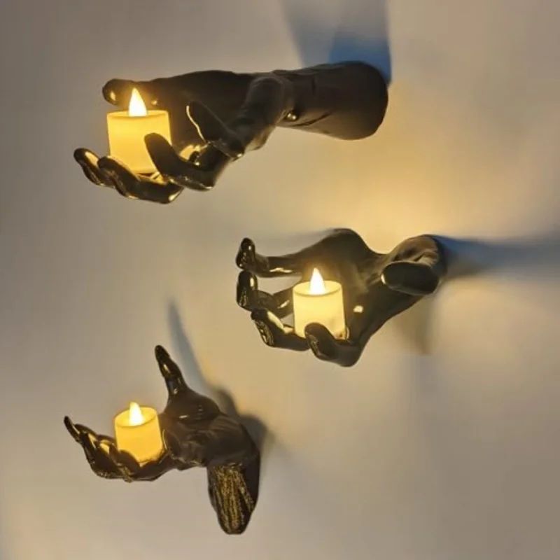 Gothic Creepy Hand Wall Candle Holder – Life-Size Horror Hand Halloween & Christmas Decor