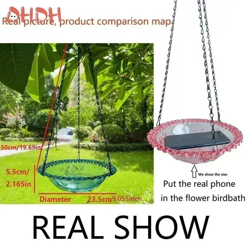 Flower-Shaped Hanging Bird Feeder & Bird Bath – Outdoor Garden Bird Water Tray with Chain