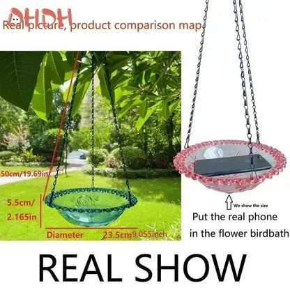 Flower-Shaped Hanging Bird Feeder & Bird Bath – Outdoor Garden Bird Water Tray with Chain
