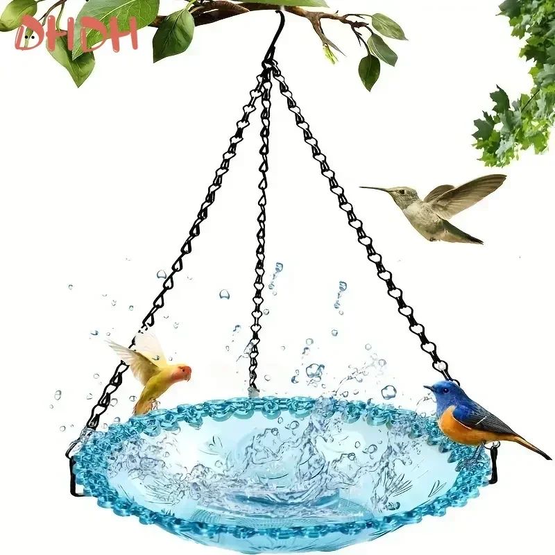 Flower-Shaped Hanging Bird Feeder & Bird Bath – Outdoor Garden Bird Water Tray with Chain
