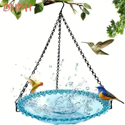 Flower-Shaped Hanging Bird Feeder & Bird Bath – Outdoor Garden Bird Water Tray with Chain