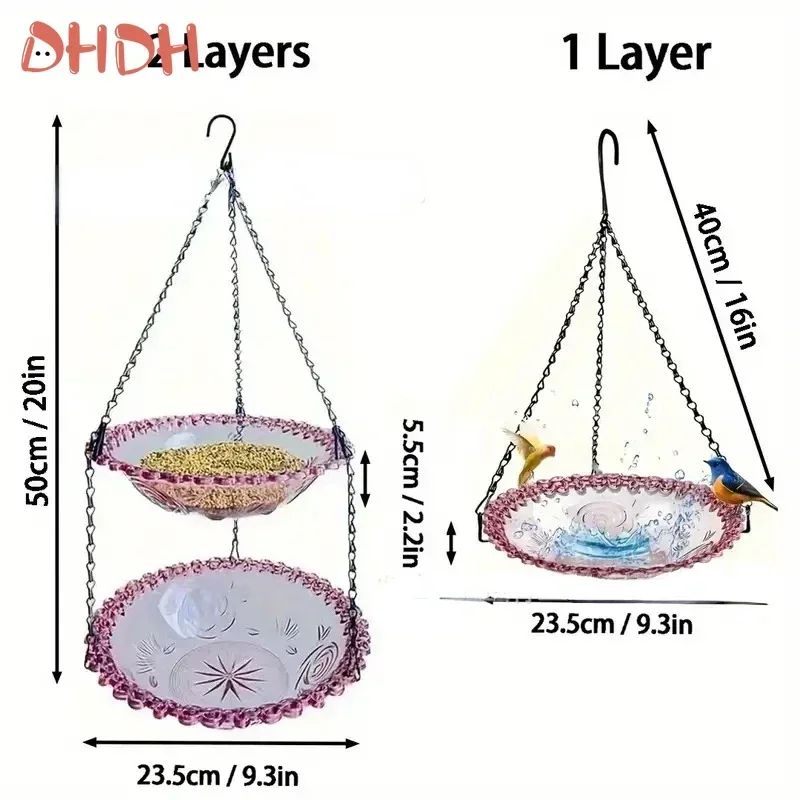 Flower-Shaped Hanging Bird Feeder & Bird Bath – Outdoor Garden Bird Water Tray with Chain