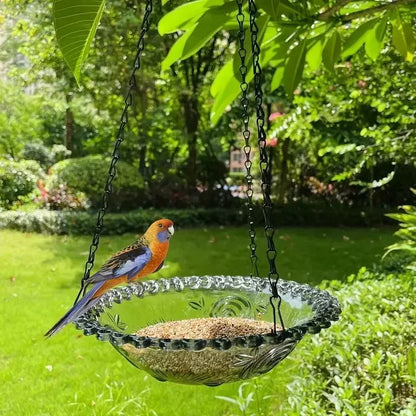 Flower-Shaped Hanging Bird Feeder & Bird Bath – Outdoor Garden Bird Water Tray with Chain