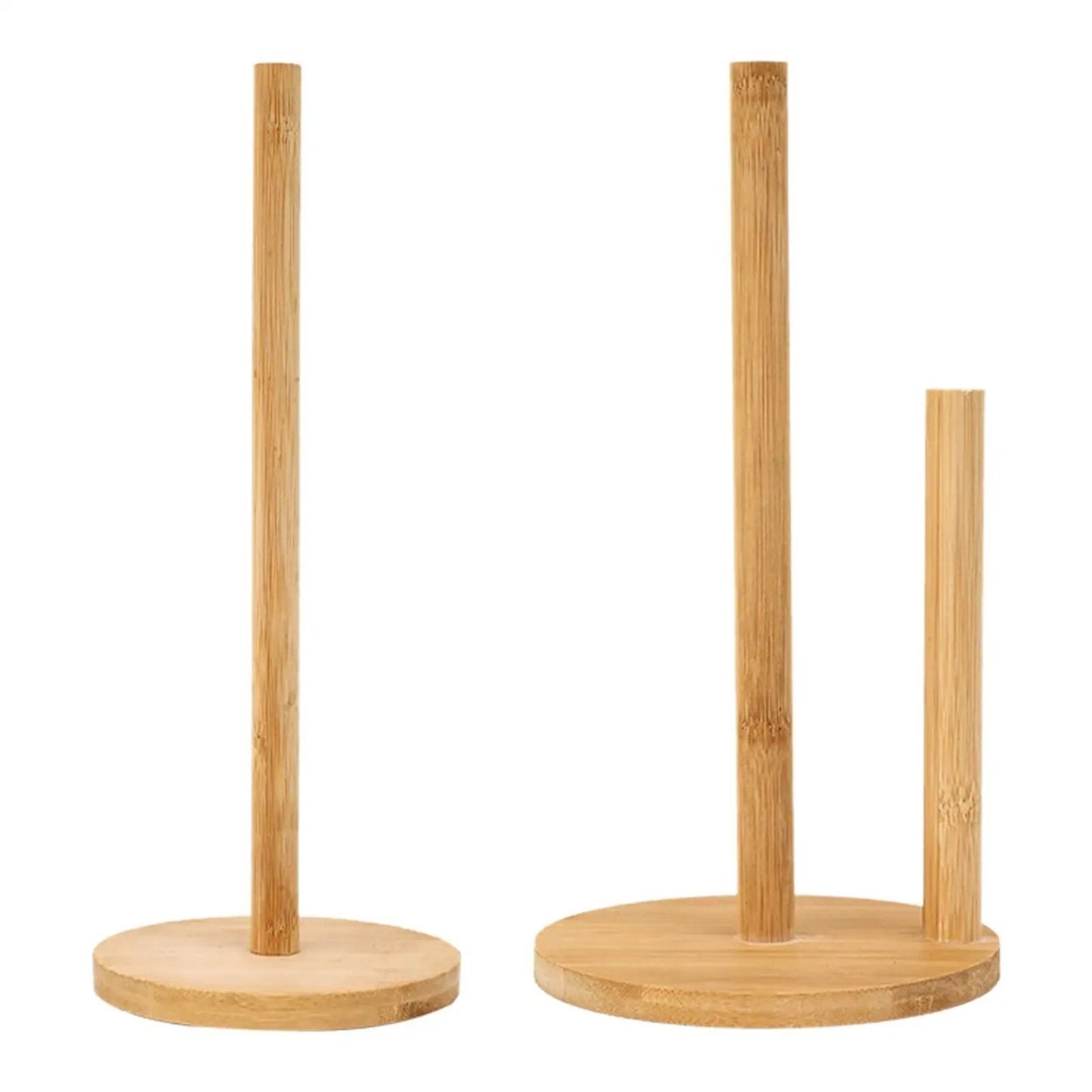 Natural Wooden Rustic Paper Towel Holder Stand with Anti-Skid Base