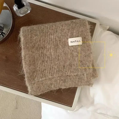 Soft Knitted Winter Scarf Warm Wool Neck Warmer Solid Color Cold Weather Scarf for Girls