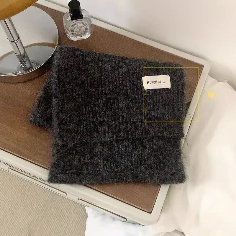 Soft Knitted Winter Scarf Warm Wool Neck Warmer Solid Color Cold Weather Scarf for Girls
