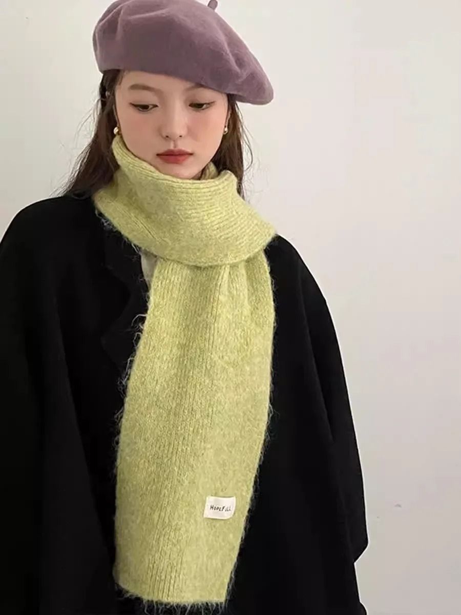 Soft Knitted Winter Scarf Warm Wool Neck Warmer Solid Color Cold Weather Scarf for Girls