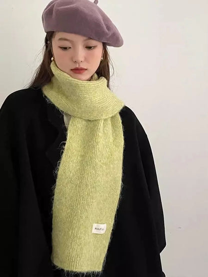 Soft Knitted Winter Scarf Warm Wool Neck Warmer Solid Color Cold Weather Scarf for Girls