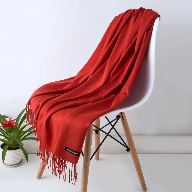 Classic Cashmere Scarf Shawl Solid Color Pashmina Wrap Scarf Warm Tassel Winter Scarf for Women and Men