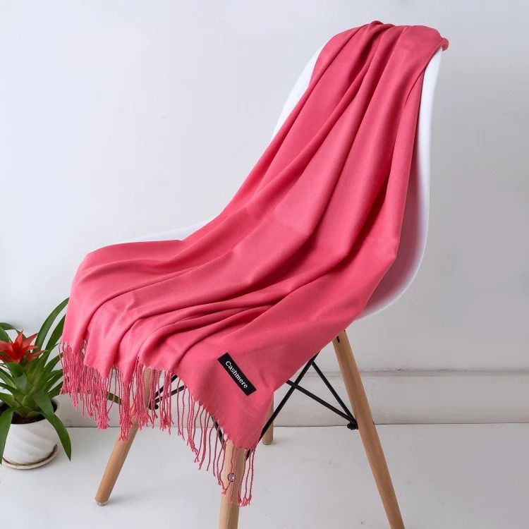 Classic Cashmere Scarf Shawl Solid Color Pashmina Wrap Scarf Warm Tassel Winter Scarf for Women and Men