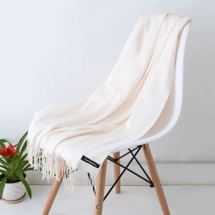 Classic Cashmere Scarf Shawl Solid Color Pashmina Wrap Scarf Warm Tassel Winter Scarf for Women and Men