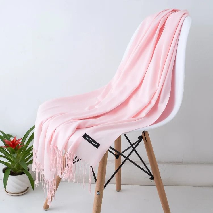 Classic Cashmere Scarf Shawl Solid Color Pashmina Wrap Scarf Warm Tassel Winter Scarf for Women and Men