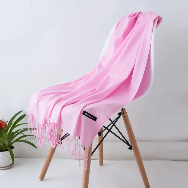 Classic Cashmere Scarf Shawl Solid Color Pashmina Wrap Scarf Warm Tassel Winter Scarf for Women and Men