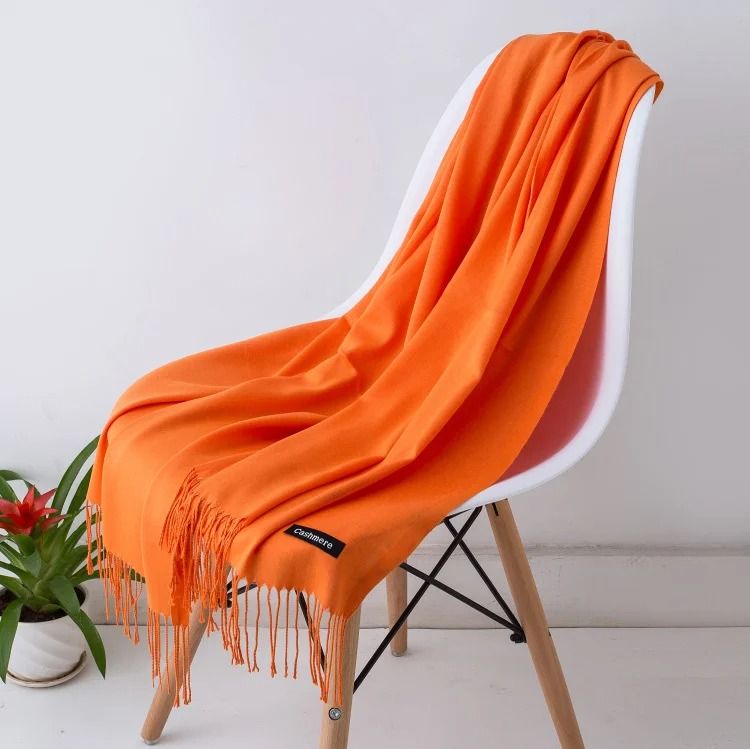 Classic Cashmere Scarf Shawl Solid Color Pashmina Wrap Scarf Warm Tassel Winter Scarf for Women and Men