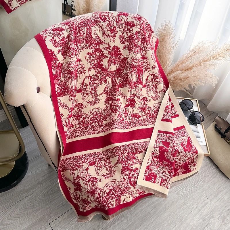 Reversible Pashmina Blanket Scarf Soft Imitation Cashmere Shawl Two Sided Winter Wrap for Women