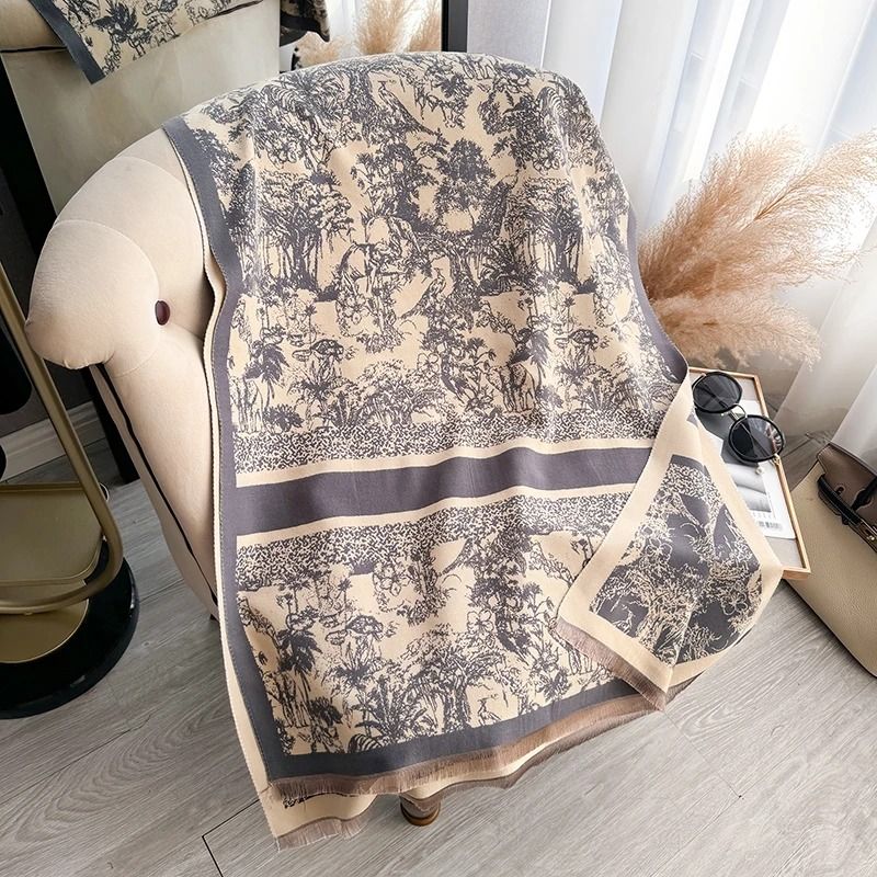 Reversible Pashmina Blanket Scarf Soft Imitation Cashmere Shawl Two Sided Winter Wrap for Women