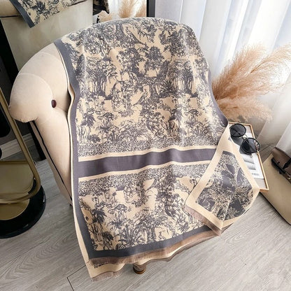 Reversible Pashmina Blanket Scarf Soft Imitation Cashmere Shawl Two Sided Winter Wrap for Women