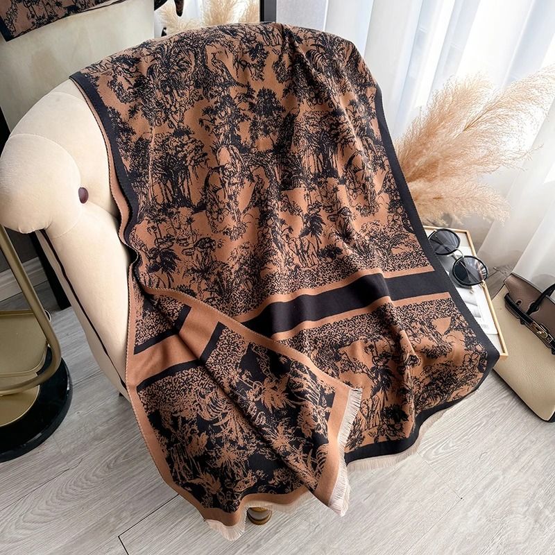 Reversible Pashmina Blanket Scarf Soft Imitation Cashmere Shawl Two Sided Winter Wrap for Women