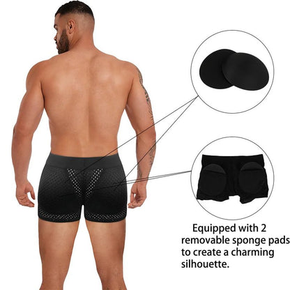Men's Padded Butt Lifter Boxer Briefs – Removable Hip Enhancer Shapewear Underwear