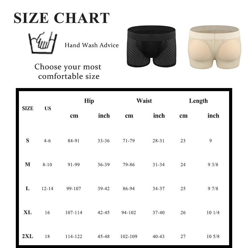 Men's Padded Butt Lifter Boxer Briefs – Removable Hip Enhancer Shapewear Underwear