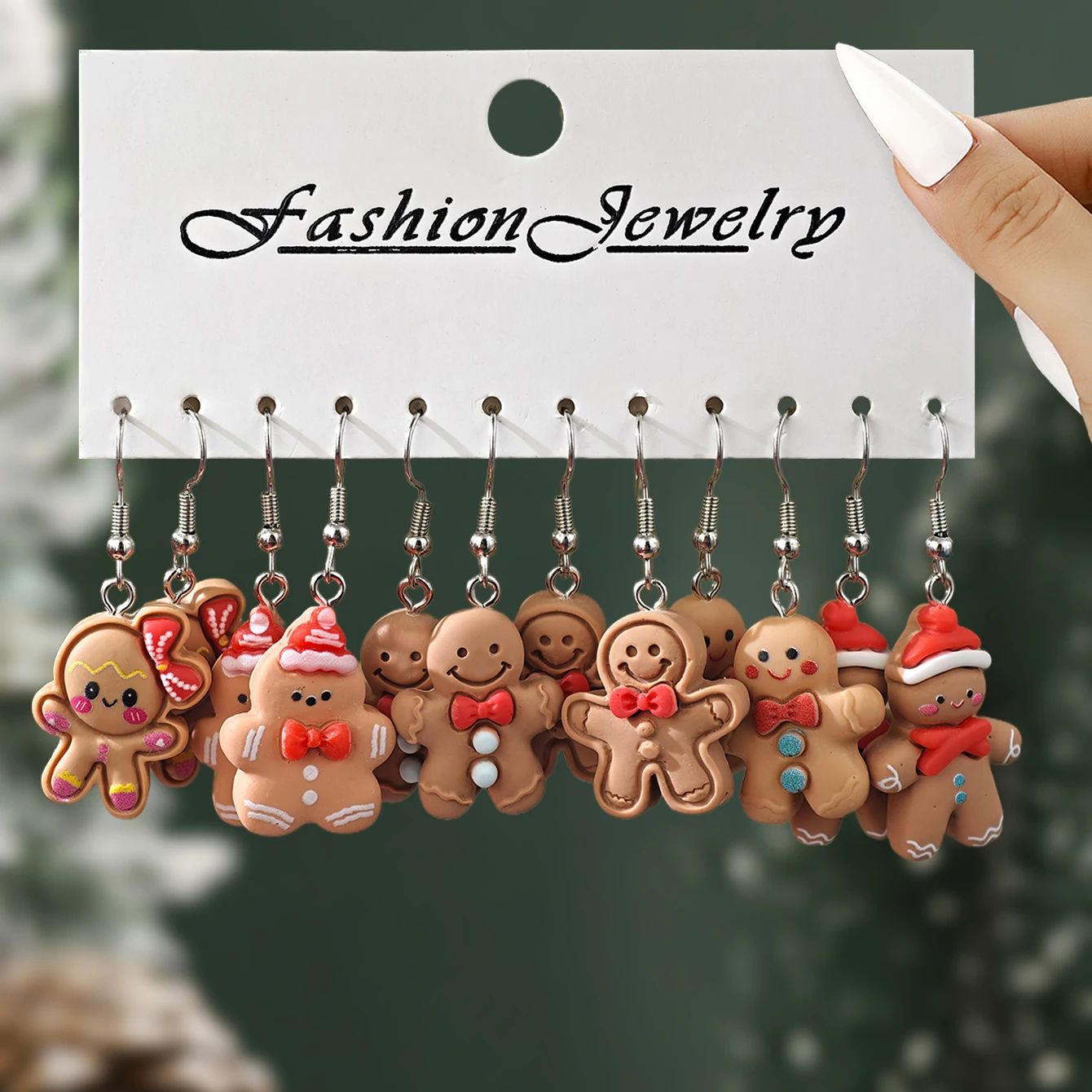 Cute Christmas Gingerbread Santa Penguin Dangle Earrings