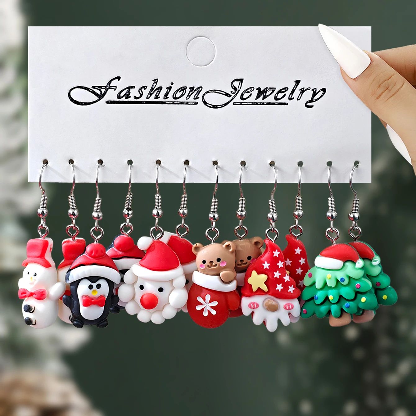 Cute Christmas Gingerbread Santa Penguin Dangle Earrings