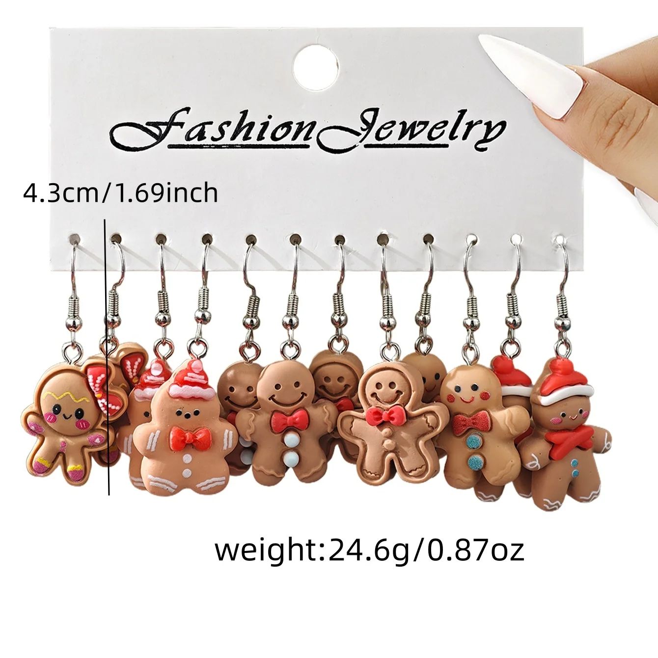 Cute Christmas Gingerbread Santa Penguin Dangle Earrings