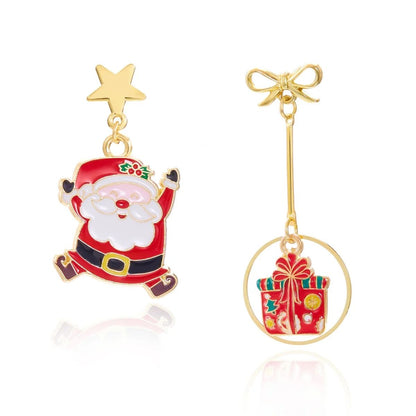 Asymmetric Santa Claus Tassel Christmas Drop Earrings