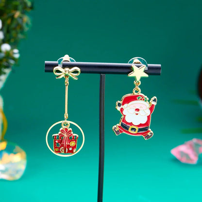 Asymmetric Santa Claus Tassel Christmas Drop Earrings