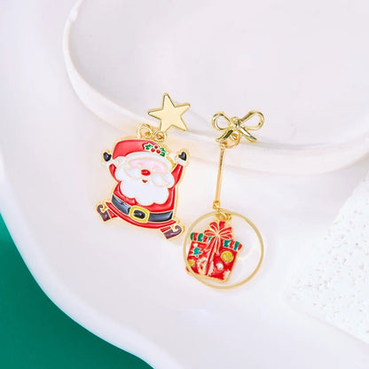 Asymmetric Santa Claus Tassel Christmas Drop Earrings