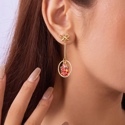 Asymmetric Santa Claus Tassel Christmas Drop Earrings