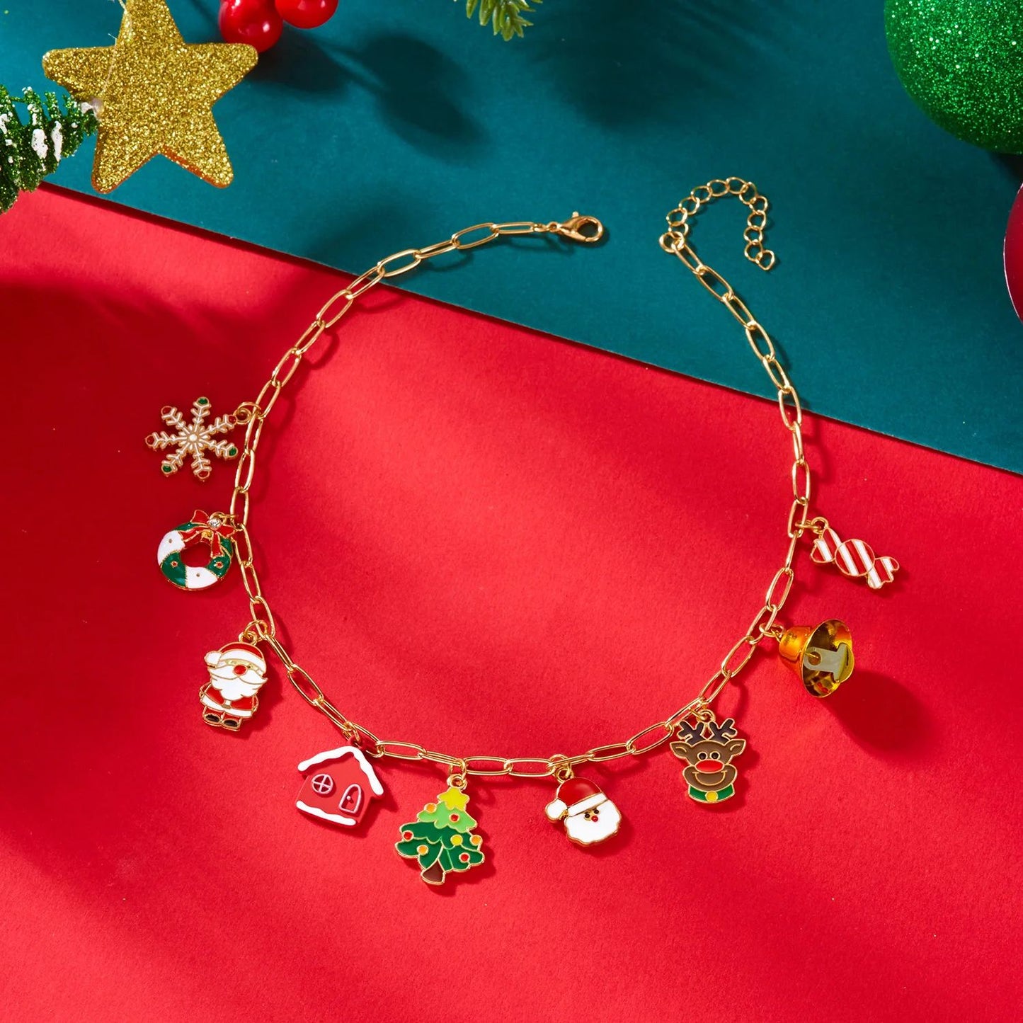 Rhinestone Christmas Tree Snowflake Pendant Necklace