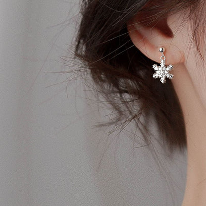 Red Bow Snowflake Christmas Drop Earrings for Women